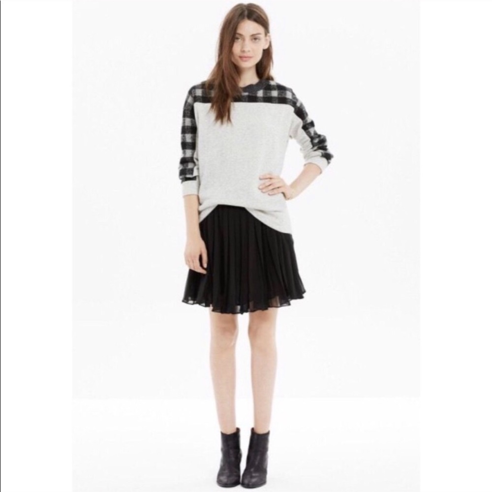 Madewell Pleated Black Georgette Skirt